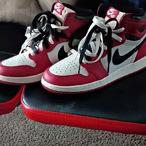 Nike Kids Red and White High-Top Sneakers